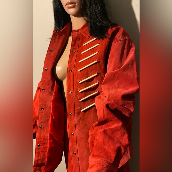 TILLMAN leather jacket and skirt beautiful rich red amazing color must see! - Picture 4 of 7